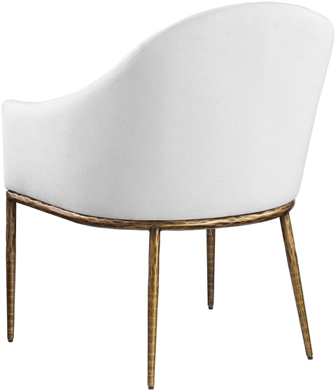 Orla White Linen Textured Performance Fabric Upholstered Dining Arm Chair, 1 Piece