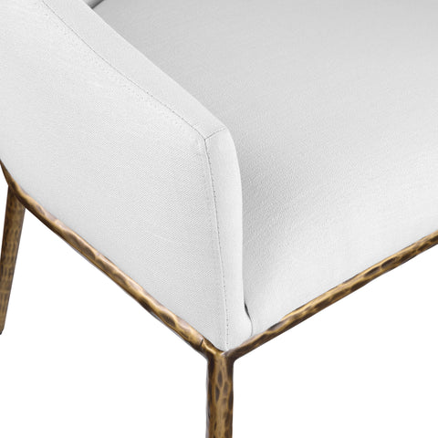 Orla White Linen Textured Performance Fabric Upholstered Dining Arm Chair, 1 Piece