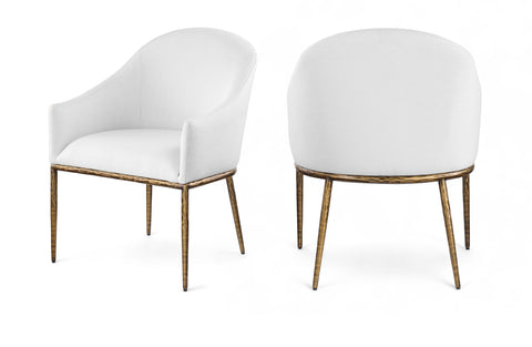 Orla White Linen Textured Performance Fabric Upholstered Dining Arm Chair, 1 Piece