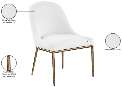 Orla White Linen Textured Performance Fabric Upholstered Dining Side Chair, 1 Piece