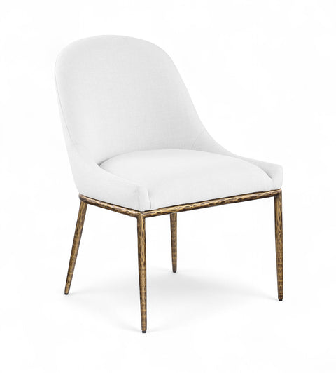 Orla White Linen Textured Performance Fabric Upholstered Dining Side Chair, 1 Piece
