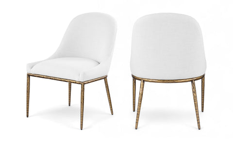 Orla White Linen Textured Performance Fabric Upholstered Dining Side Chair, 1 Piece