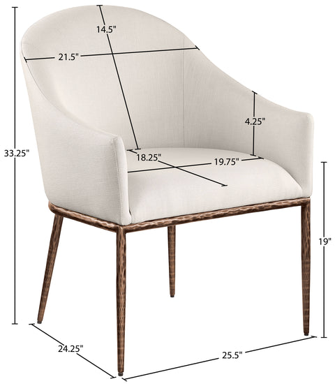 Orla Beige Linen Textured Performance Fabric Upholstered Dining Arm Chair, 1 Piece (Style 2)