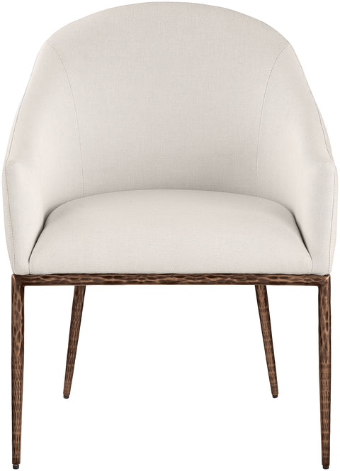 Orla Beige Linen Textured Performance Fabric Upholstered Dining Arm Chair, 1 Piece (Style 2)