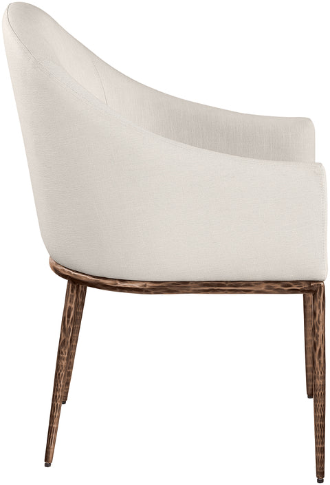 Orla Beige Linen Textured Performance Fabric Upholstered Dining Arm Chair, 1 Piece (Style 2)