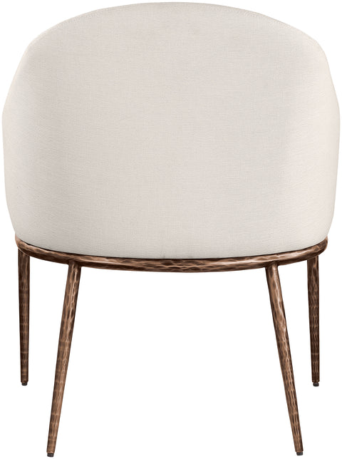 Orla Beige Linen Textured Performance Fabric Upholstered Dining Arm Chair, 1 Piece (Style 2)