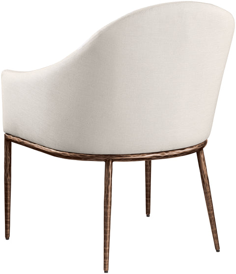 Orla Beige Linen Textured Performance Fabric Upholstered Dining Arm Chair, 1 Piece (Style 2)