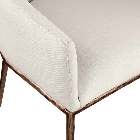 Orla Beige Linen Textured Performance Fabric Upholstered Dining Arm Chair, 1 Piece (Style 2)