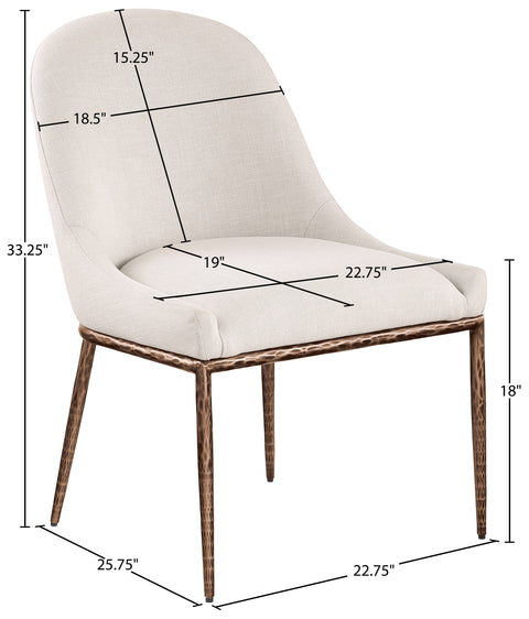 Orla Beige Linen Textured Performance Fabric Upholstered Dining Side Chair, 1 Piece (Style 2)