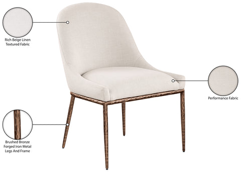 Orla Beige Linen Textured Performance Fabric Upholstered Dining Side Chair, 1 Piece (Style 2)