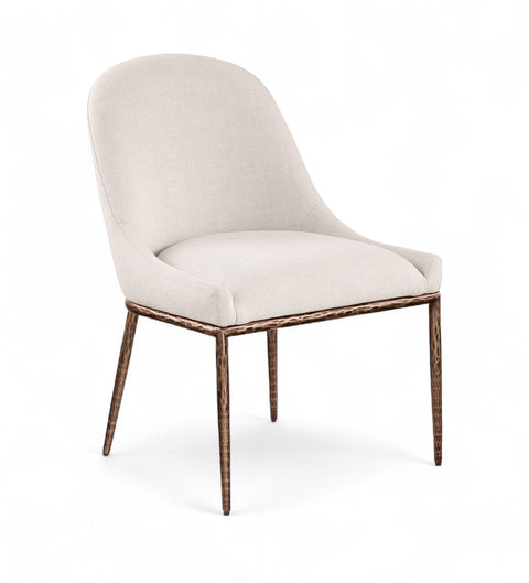 Orla Beige Linen Textured Performance Fabric Upholstered Dining Side Chair, 1 Piece (Style 2)