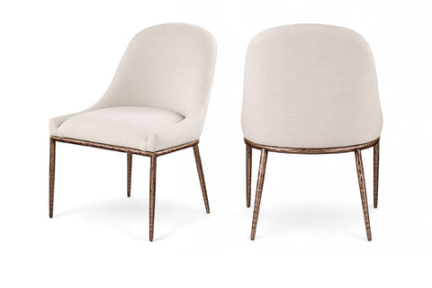 Orla Beige Linen Textured Performance Fabric Upholstered Dining Side Chair, 1 Piece (Style 2)