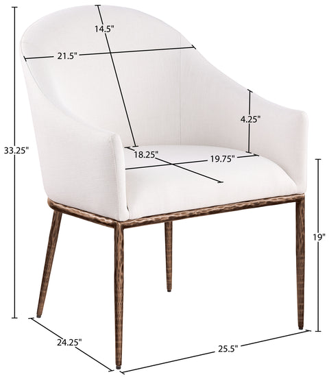 Orla Cream Linen Textured Performance Fabric Upholstered Dining Arm Chair, 1 Piece (Style 2)