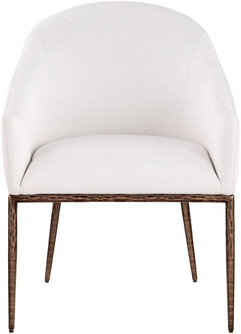 Orla Cream Linen Textured Performance Fabric Upholstered Dining Arm Chair, 1 Piece (Style 2)