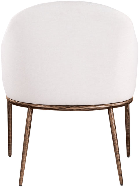 Orla Cream Linen Textured Performance Fabric Upholstered Dining Arm Chair, 1 Piece (Style 2)