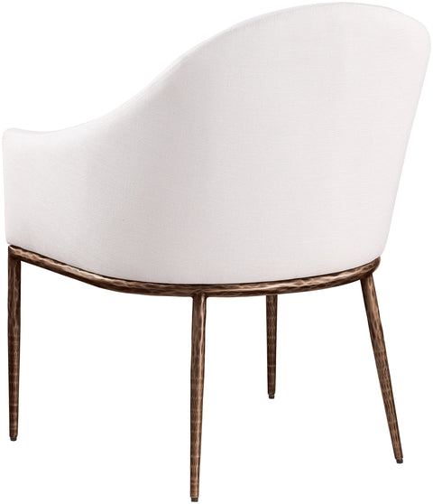 Orla Cream Linen Textured Performance Fabric Upholstered Dining Arm Chair, 1 Piece (Style 2)