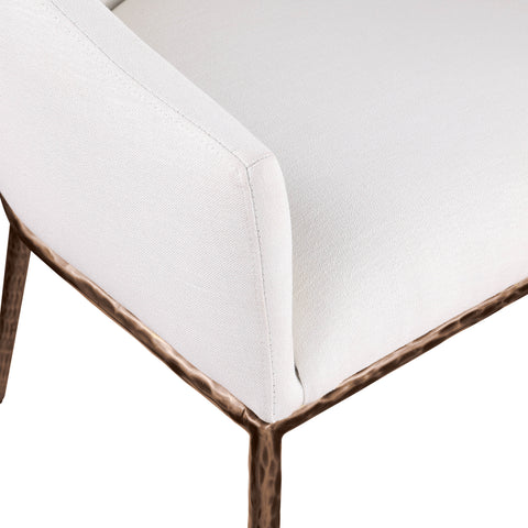 Orla Cream Linen Textured Performance Fabric Upholstered Dining Arm Chair, 1 Piece (Style 2)