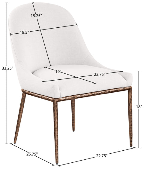 Orla Cream Linen Textured Performance Fabric Upholstered Dining Side Chair, 1 Piece (Style 2)