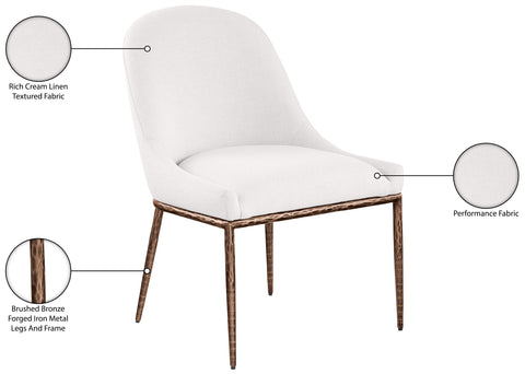 Orla Cream Linen Textured Performance Fabric Upholstered Dining Side Chair, 1 Piece (Style 2)