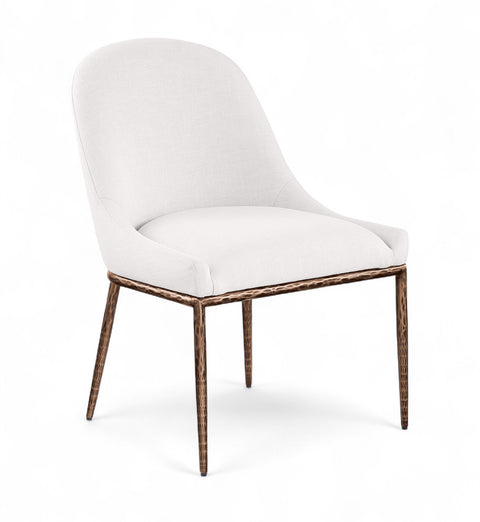 Orla Cream Linen Textured Performance Fabric Upholstered Dining Side Chair, 1 Piece (Style 2)