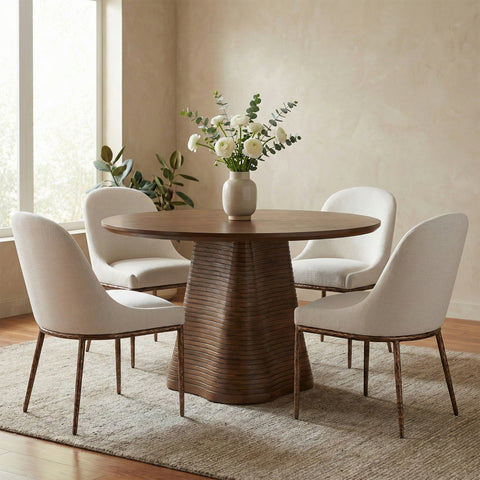 Orla Cream Linen Textured Performance Fabric Upholstered Dining Side Chair, 1 Piece (Style 2)