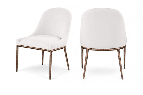Orla Cream Linen Textured Performance Fabric Upholstered Dining Side Chair, 1 Piece (Style 2)