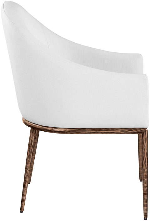 Orla White Linen Textured Performance Fabric Upholstered Dining Arm Chair, 1 Piece (Style 2)