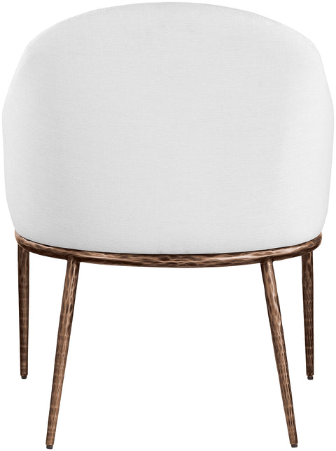 Orla White Linen Textured Performance Fabric Upholstered Dining Arm Chair, 1 Piece (Style 2)