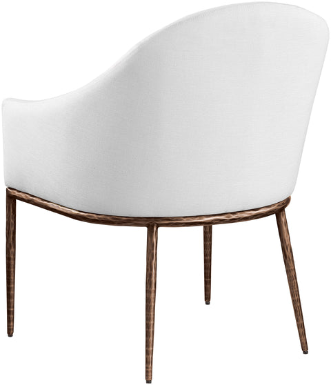 Orla White Linen Textured Performance Fabric Upholstered Dining Arm Chair, 1 Piece (Style 2)