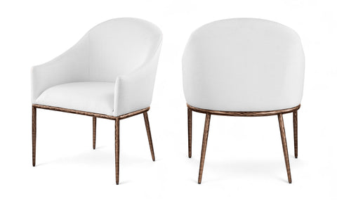 Orla White Linen Textured Performance Fabric Upholstered Dining Arm Chair, 1 Piece (Style 2)
