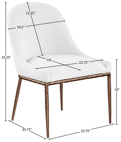 Orla White Linen Textured Performance Fabric Upholstered Dining Side Chair, 1 Piece (Style 2)