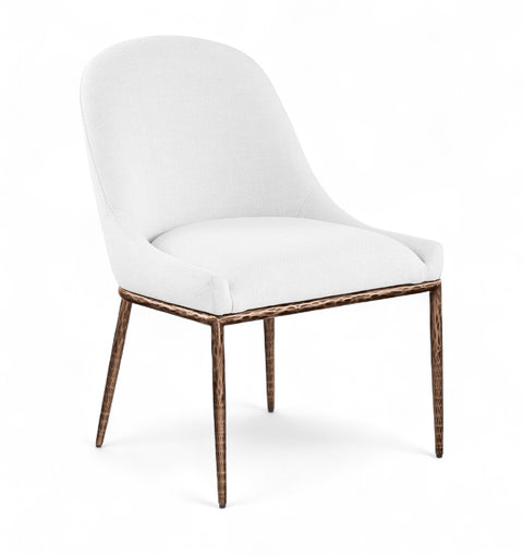 Orla White Linen Textured Performance Fabric Upholstered Dining Side Chair, 1 Piece (Style 2)