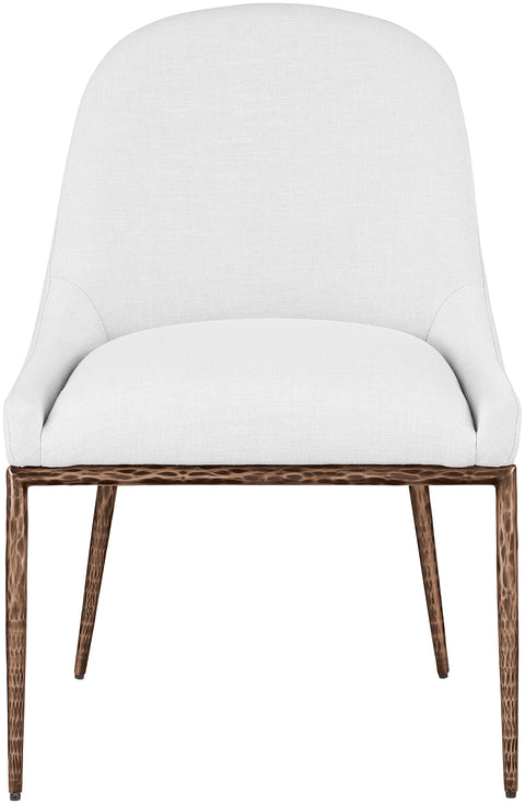 Orla White Linen Textured Performance Fabric Upholstered Dining Side Chair, 1 Piece (Style 2)