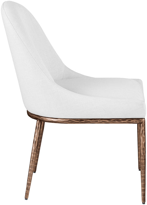 Orla White Linen Textured Performance Fabric Upholstered Dining Side Chair, 1 Piece (Style 2)