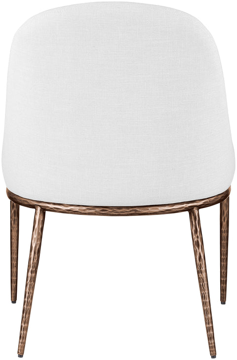 Orla White Linen Textured Performance Fabric Upholstered Dining Side Chair, 1 Piece (Style 2)