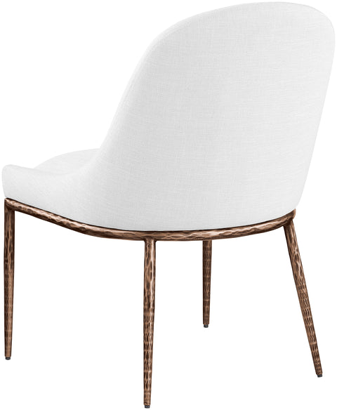 Orla White Linen Textured Performance Fabric Upholstered Dining Side Chair, 1 Piece (Style 2)