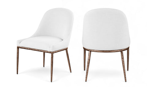 Orla White Linen Textured Performance Fabric Upholstered Dining Side Chair, 1 Piece (Style 2)