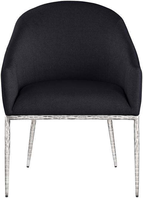 Orla Black Linen Textured Performance Fabric Upholstered Dining Arm Chair, 1 Piece (Style 2)