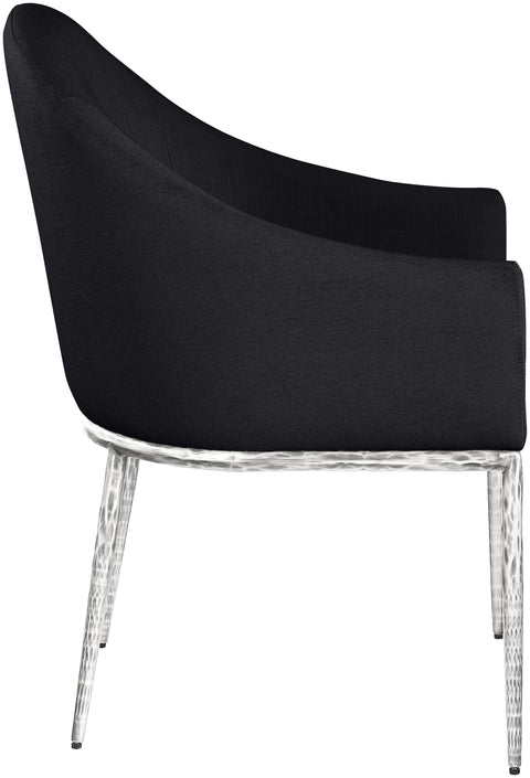 Orla Black Linen Textured Performance Fabric Upholstered Dining Arm Chair, 1 Piece (Style 2)