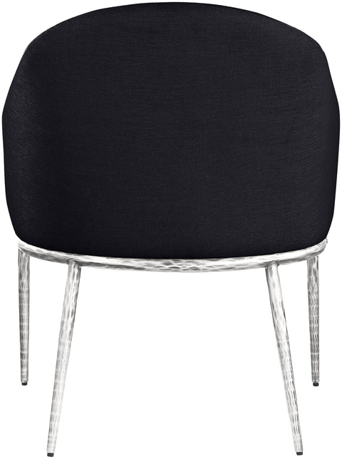 Orla Black Linen Textured Performance Fabric Upholstered Dining Arm Chair, 1 Piece (Style 2)