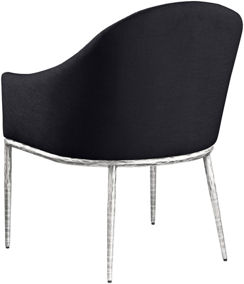 Orla Black Linen Textured Performance Fabric Upholstered Dining Arm Chair, 1 Piece (Style 2)