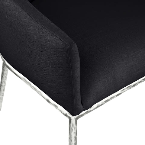 Orla Black Linen Textured Performance Fabric Upholstered Dining Arm Chair, 1 Piece (Style 2)