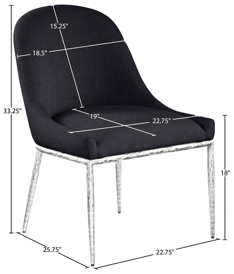 Orla Black Linen Textured Performance Fabric Upholstered Dining Side Chair, 1 Piece (Style 2)