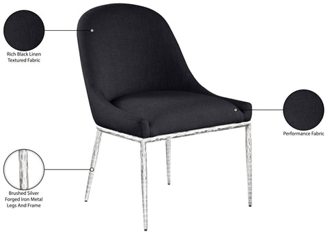 Orla Black Linen Textured Performance Fabric Upholstered Dining Side Chair, 1 Piece (Style 2)