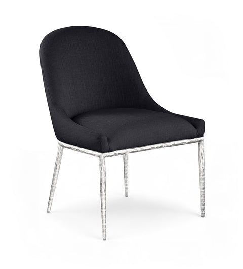 Orla Black Linen Textured Performance Fabric Upholstered Dining Side Chair, 1 Piece (Style 2)