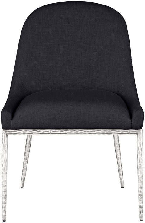 Orla Black Linen Textured Performance Fabric Upholstered Dining Side Chair, 1 Piece (Style 2)