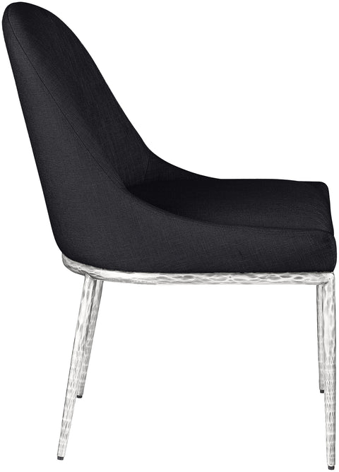 Orla Black Linen Textured Performance Fabric Upholstered Dining Side Chair, 1 Piece (Style 2)