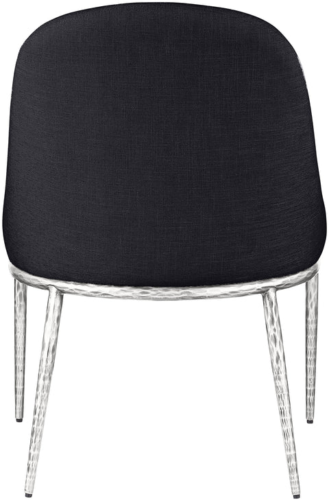 Orla Black Linen Textured Performance Fabric Upholstered Dining Side Chair, 1 Piece (Style 2)