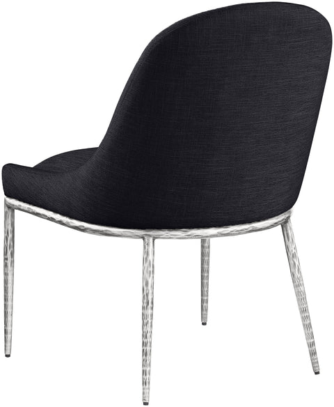 Orla Black Linen Textured Performance Fabric Upholstered Dining Side Chair, 1 Piece (Style 2)