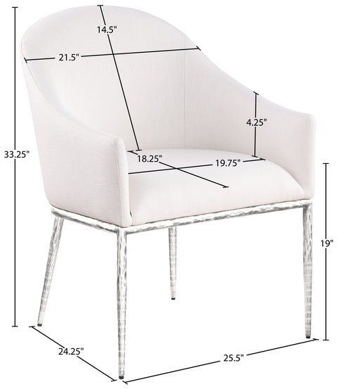 Orla Cream Linen Textured Performance Fabric Upholstered Dining Arm Chair, 1 Piece (Style 3)